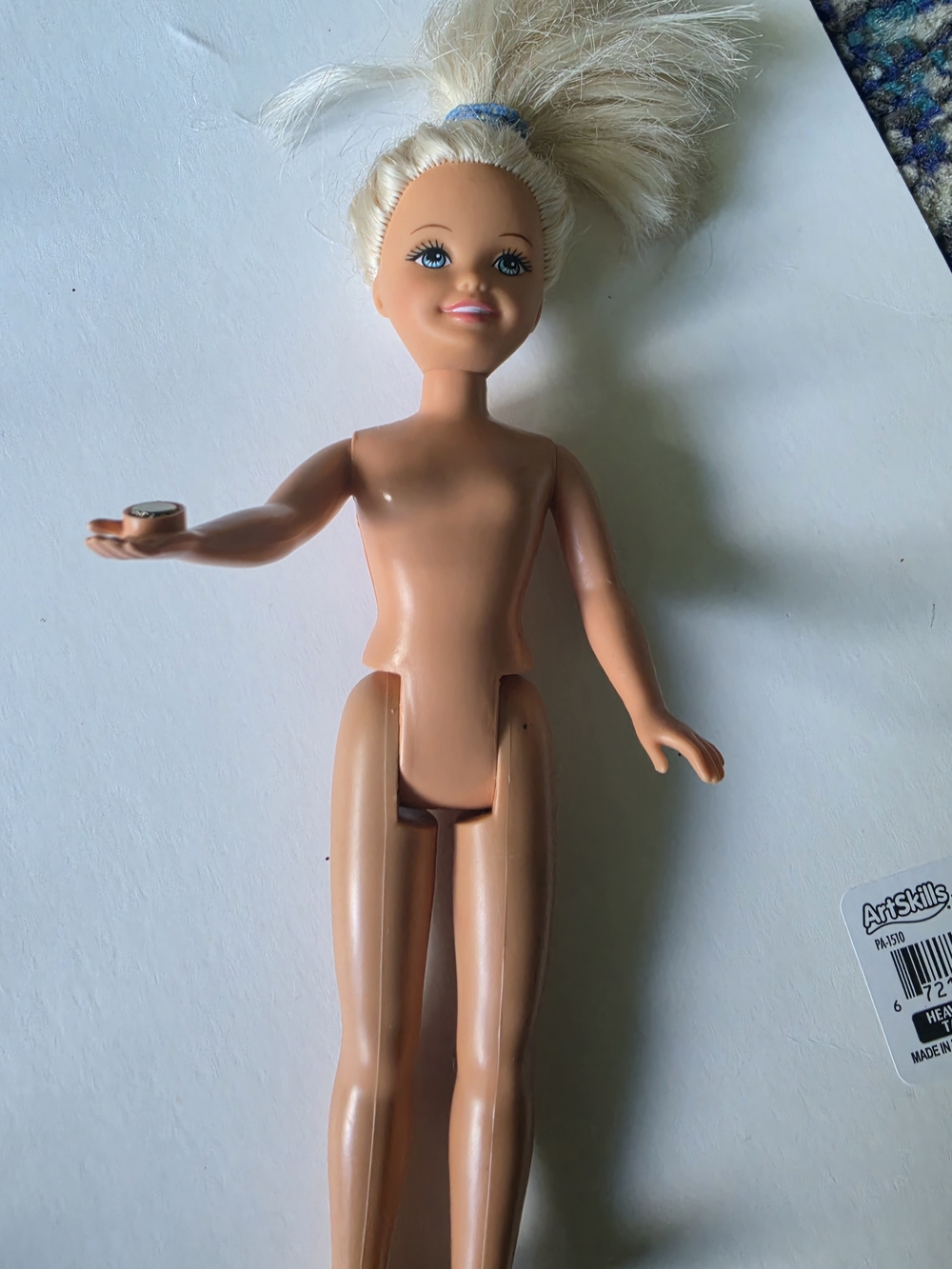 Vintage 1991 Barbie Sister Stacie Bowling Doll Magnet Hand Action Nude